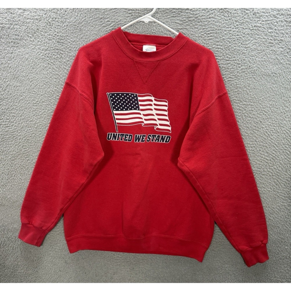 Vintage Santee Sweatshirt Adult XL Red Crewneck American Flag Patriotic 90s Y2K‎
